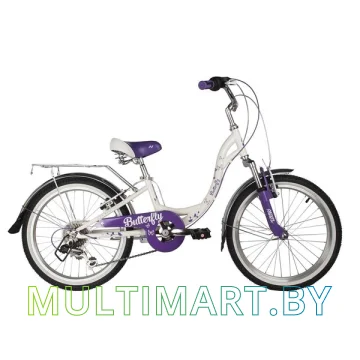 Детский велосипед Novatrack Butterfly 6.V 20SH6V.BUTTERFLY.VL22 (белый/фиолетовый, 2022)